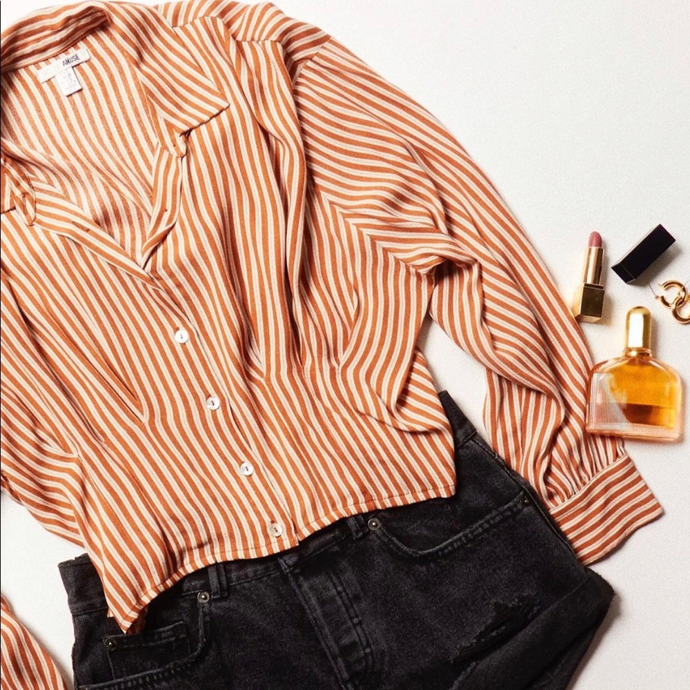 amuse society pinstripe kala blouse 🧡